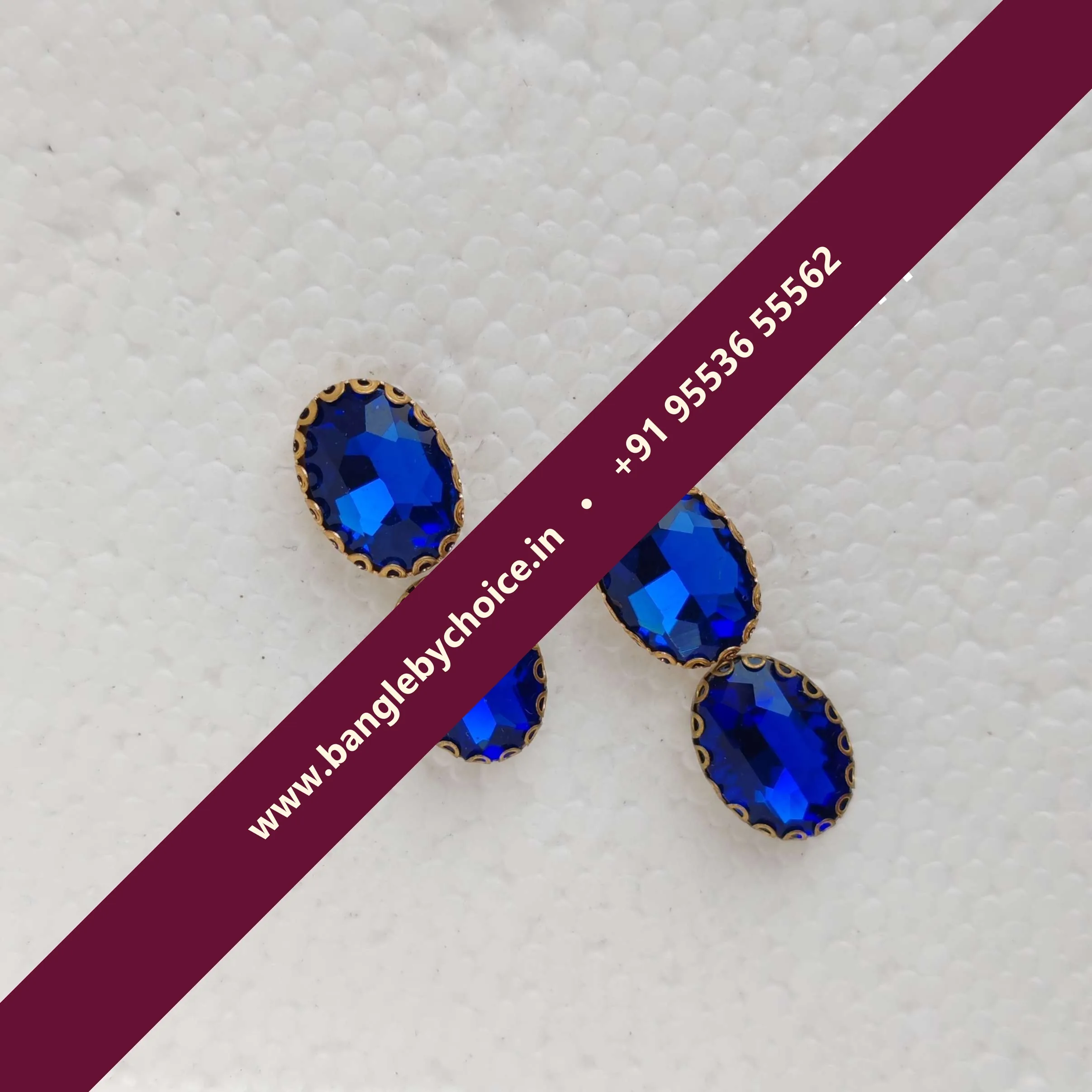 10*15 Size Oval Shape Dark Blue Colour Clipstones