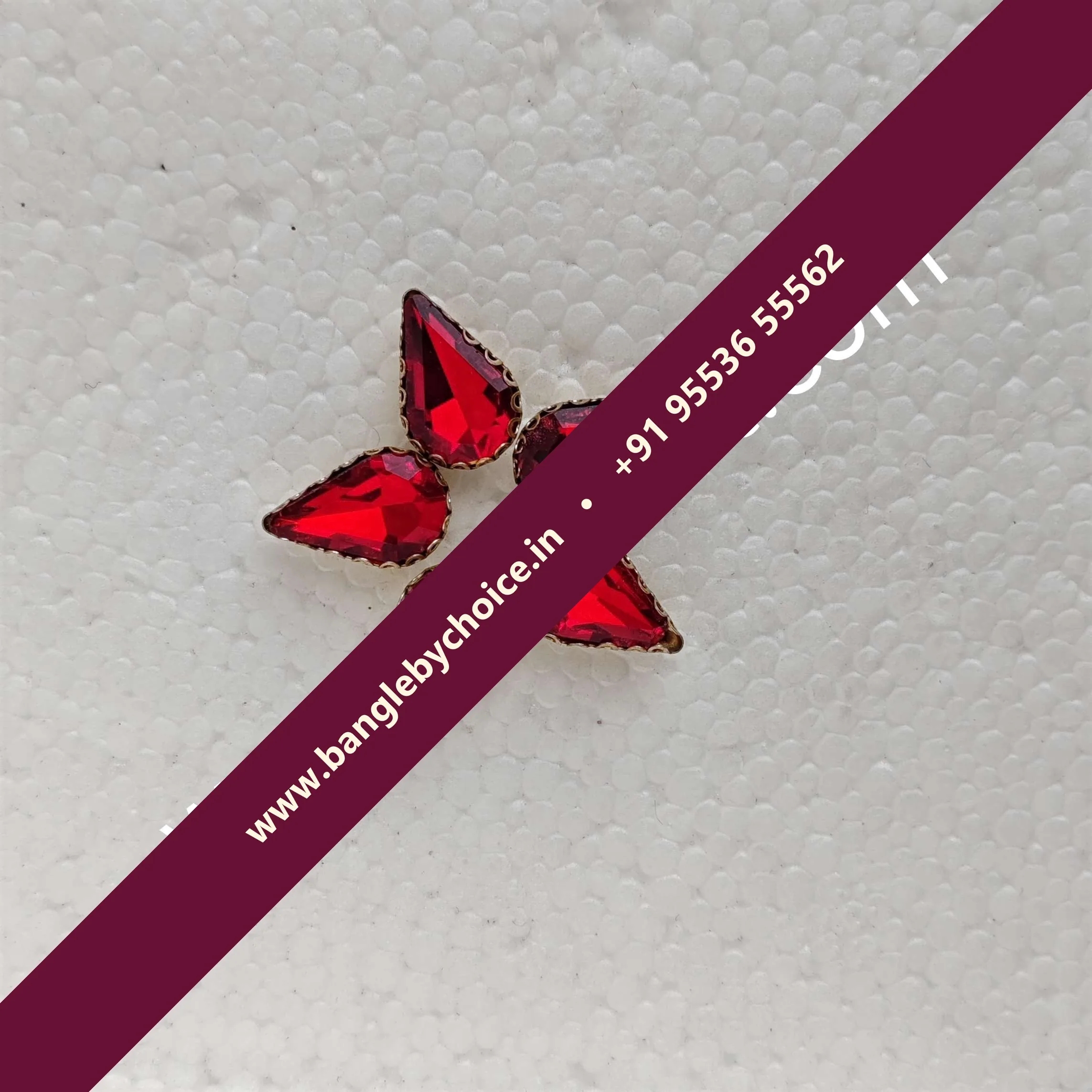 10*8 Size Drop Shape Red Colour Clipstones