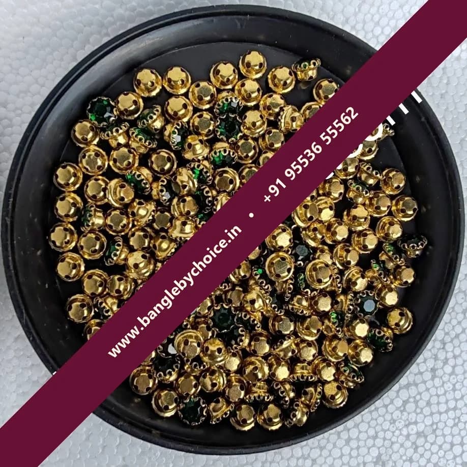 6mm Size Round Shape Dark Green Colour Clipstones