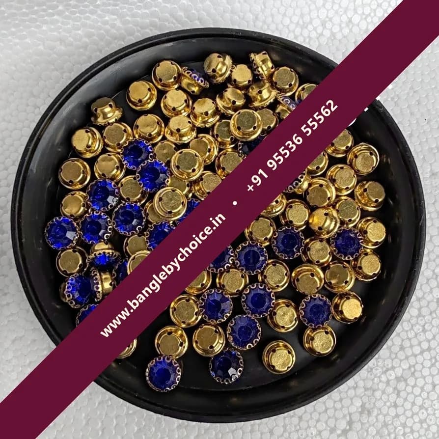 8mm Size Round Shape Dark Blue Colour Clip Stones
