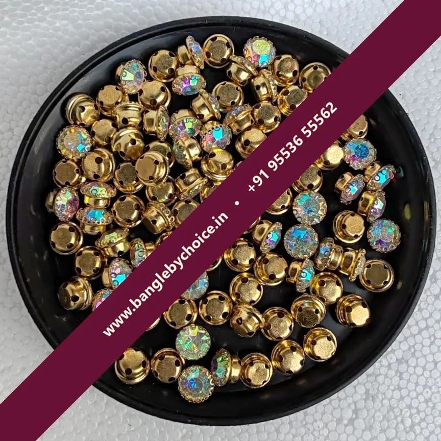 8mm Size Round Shape Rainbow Colour Clipstones