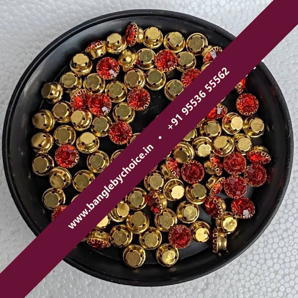 8mm Size Round Shape Red Colour Clipstones