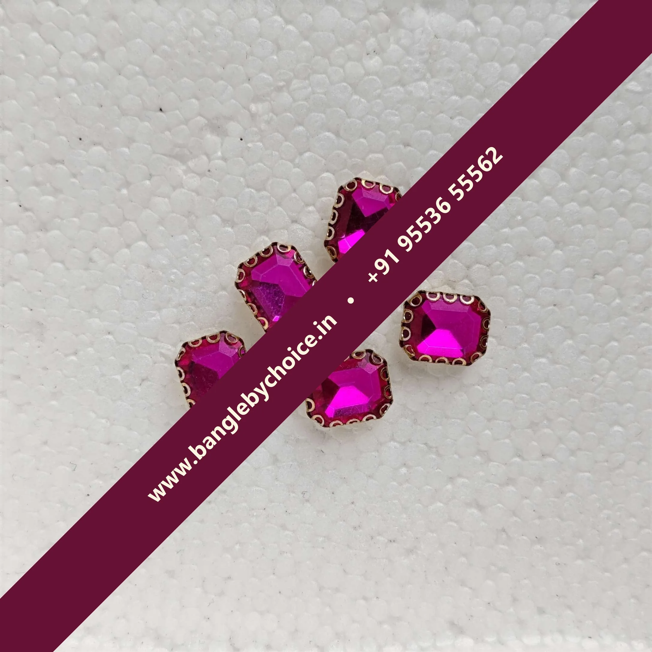 Dark Pink Colour 10*8 Size Reactangle Clipstones