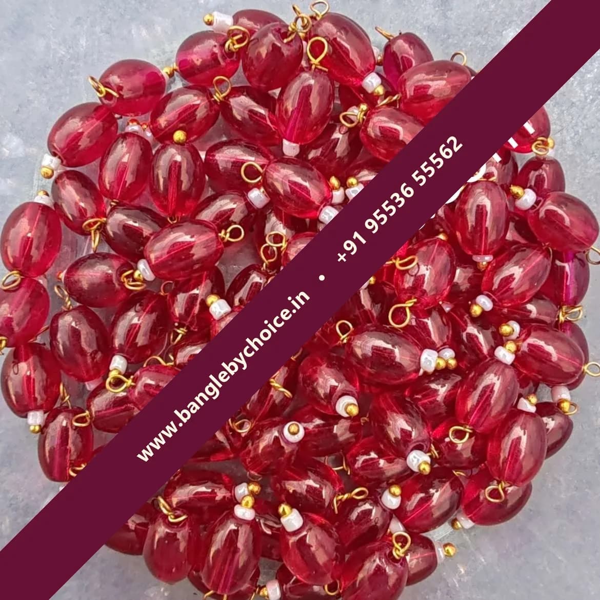 Dark Red Colour Hanging Beads