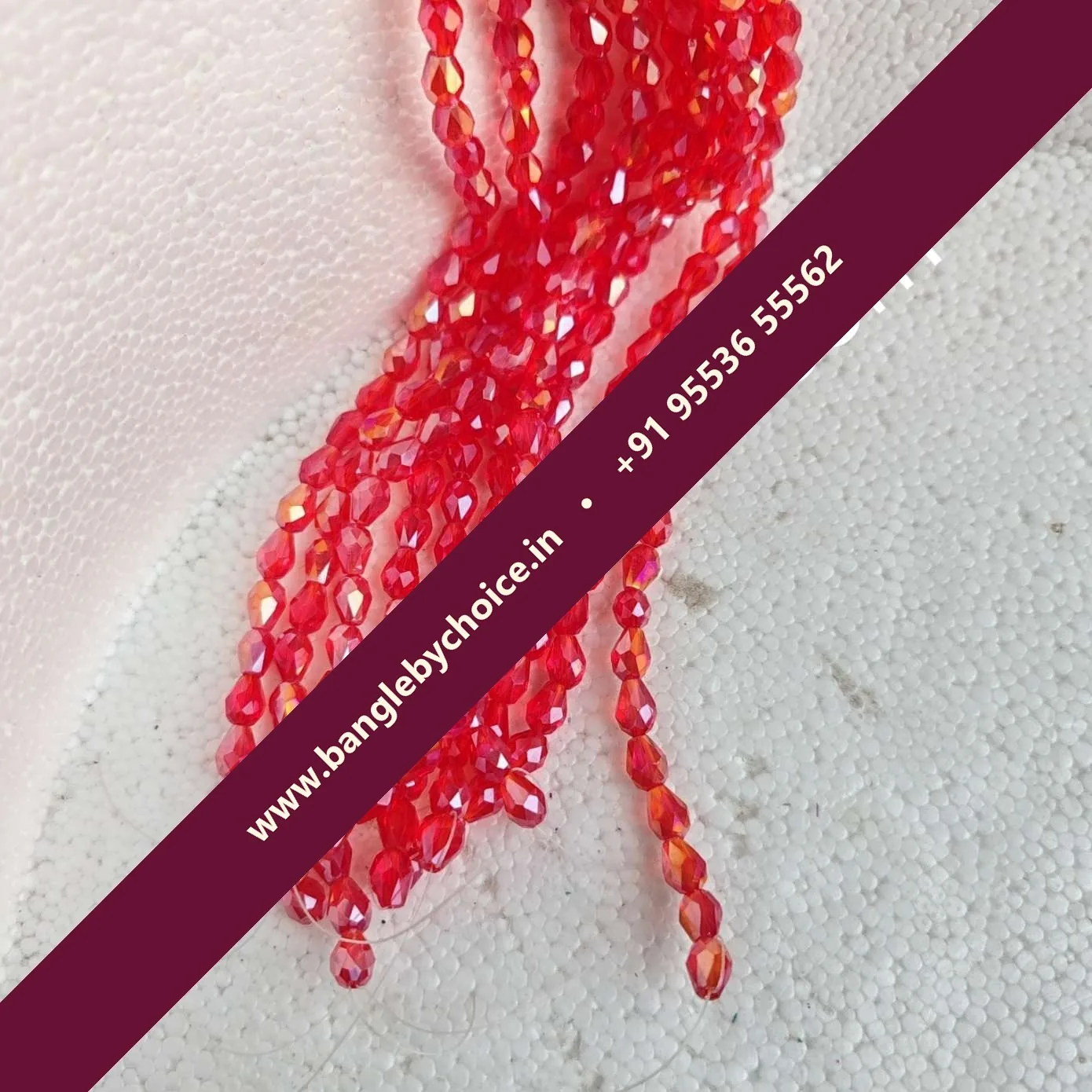 Drop Shape Crystal Beads-Red