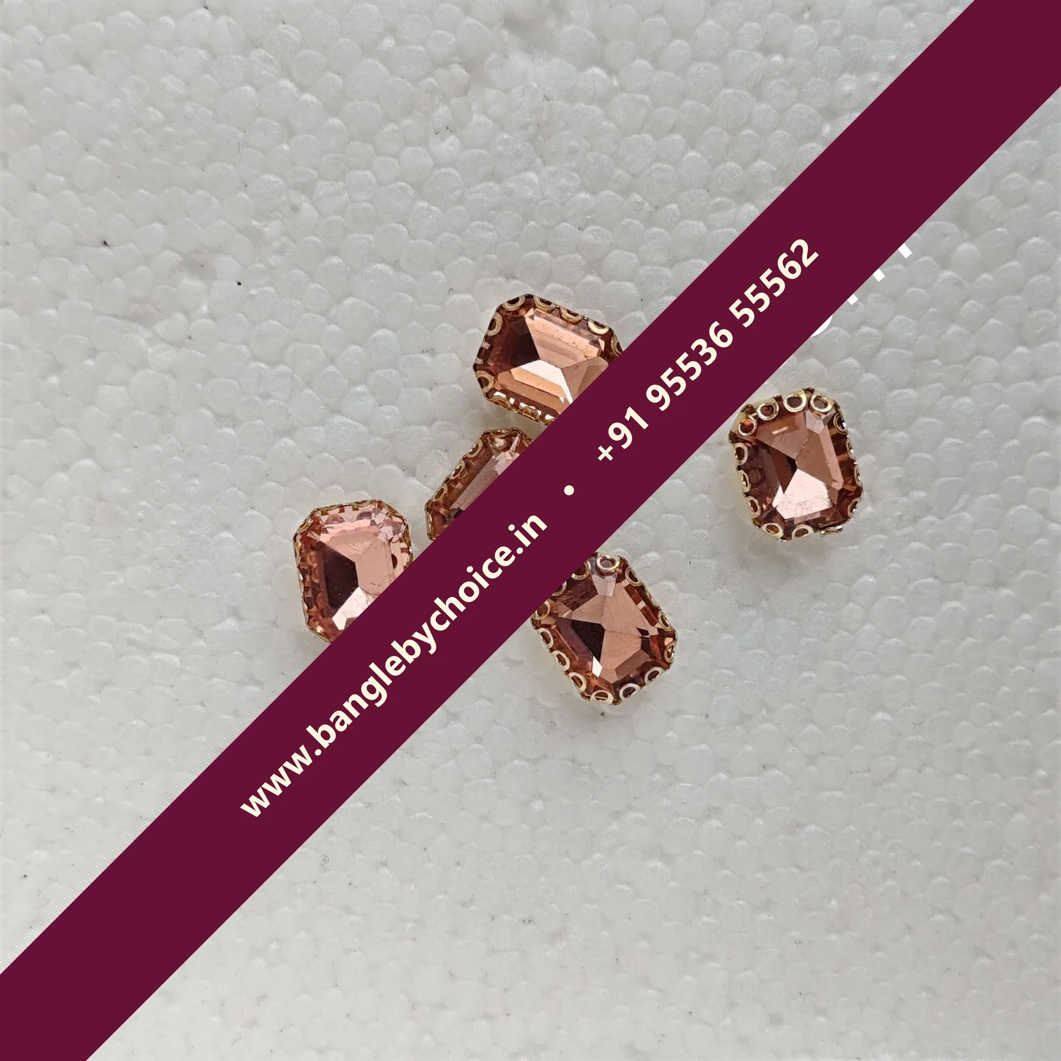 Peach Colour 10*8 Size Reactangle Clipstones