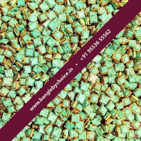 4*4 Square Matt Mint Green Colour Kundans