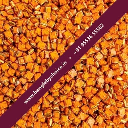 4*4 Square Matt Orange Colour Kundans