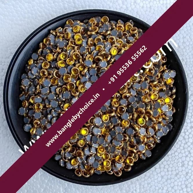 4mm Round Yellow Colour  Glossy Kundans