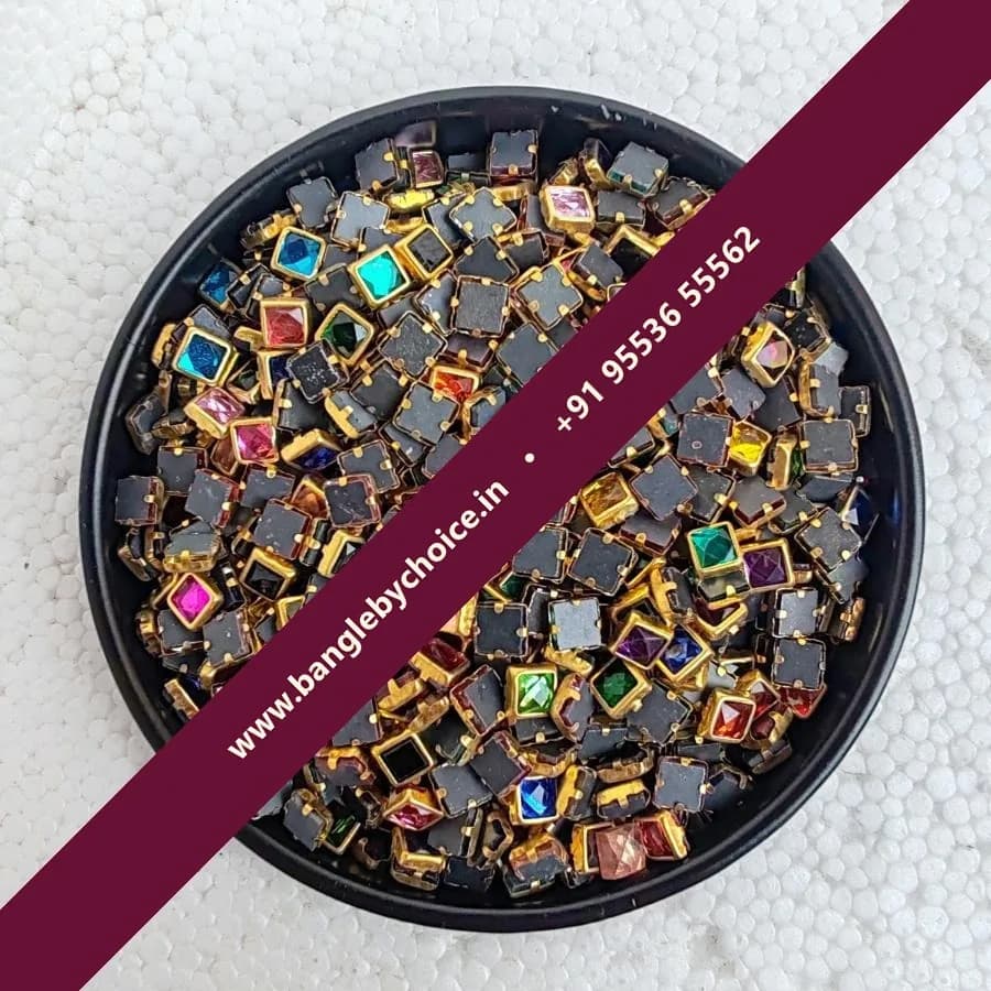Multicolour Kundans-4*4 Square Shape