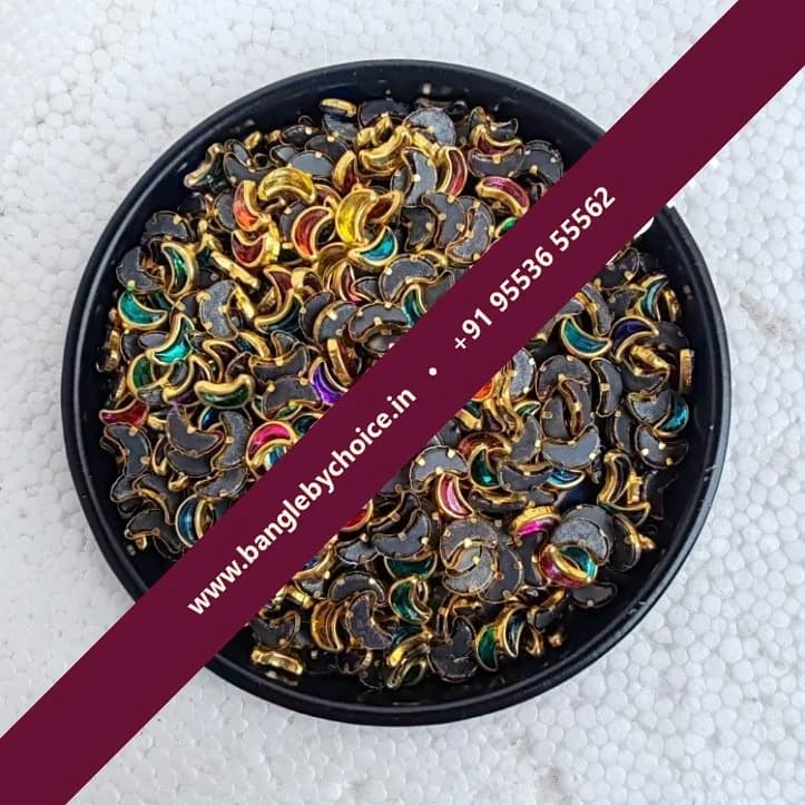 Multicolour Kundans-Moon Shape